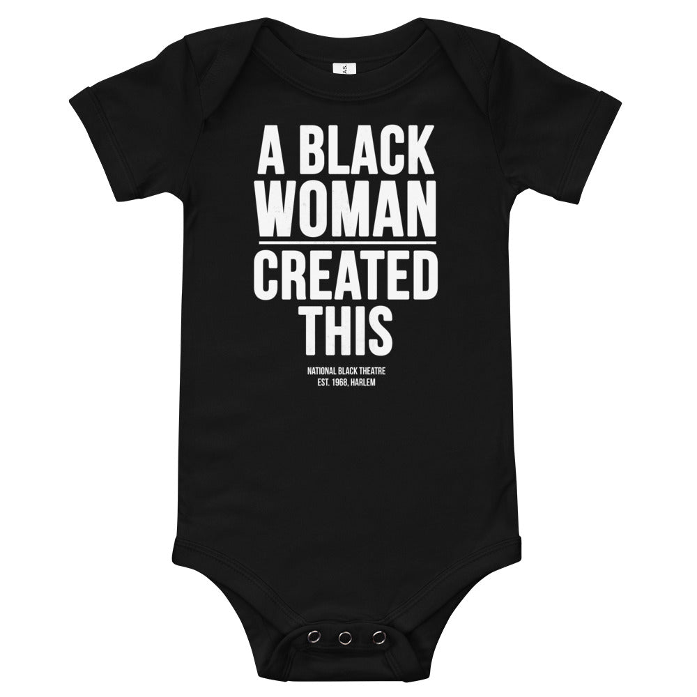 A BLACK WOMAN CREATED THIS Baby short sleeve onesie