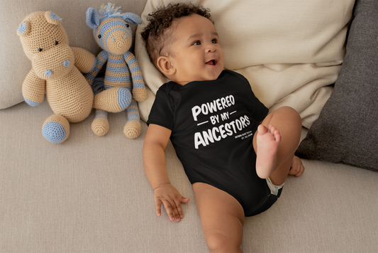 POWERED BY MY ANCESTORS short sleeve onesie