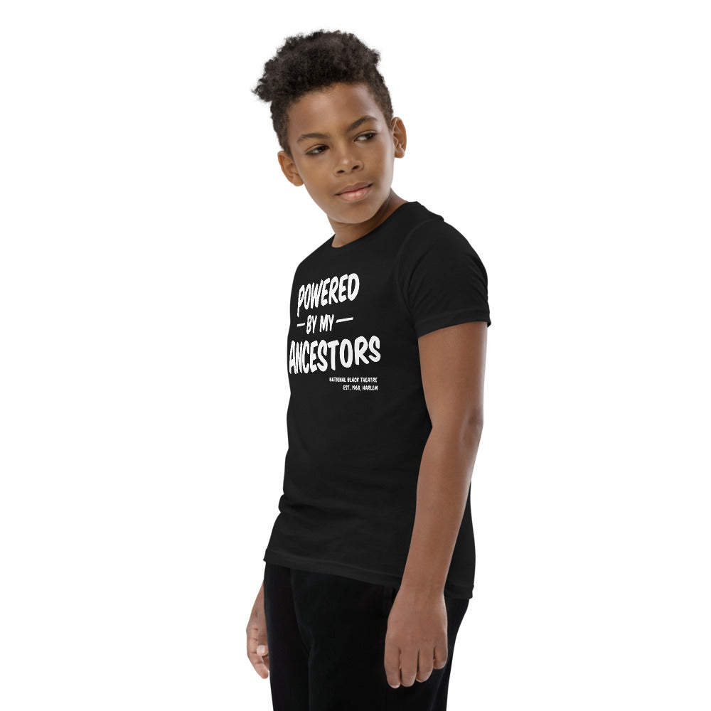 POWERED BY MY ANCESTORS Youth Short Sleeve T-Shirt (BLACK)